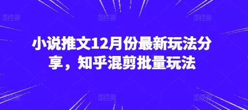 小说推文12月份新的玩法分享,知乎混剪批量玩法-颜夕资源网-第17张图片 小说推文12月份新的玩法分享,知乎混剪批量玩法-颜夕资源网-第17张图片