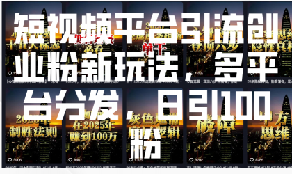 短视频平台引流创业粉新玩法,多平台分发,日引100粉-颜夕资源网-第17张图片 短视频平台引流创业粉新玩法,多平台分发,日引100粉-颜夕资源网-第17张图片