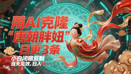 用AI克隆“唐朝胖妞”日更3条,平台疯狂推流,小白闭眼复制,当天见效,日入1k+-颜夕资源网-第17张图片 用AI克隆“唐朝胖妞”日更3条,平台疯狂推流,小白闭眼复制,当天见效,日入1k+-颜夕资源网-第17张图片