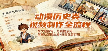 动漫历史类视频制作全流程,学文案撰写、分镜提示词,掌握动漫图生成+抠图配音剪辑-颜夕资源网-第17张图片 动漫历史类视频制作全流程,学文案撰写、分镜提示词,掌握动漫图生成+抠图配音剪辑-颜夕资源网-第17张图片