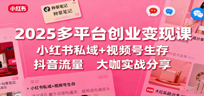 2025多平台创业变现课：小红书私域+视频号生存+抖音流量，大咖实战分享-颜夕资源网-第17张图片