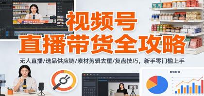 视频号直播带货全攻略：无人直播/选品供应链/素材剪辑去重/复盘技巧，零门槛上手-颜夕资源网-第17张图片