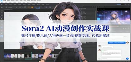 Sora2 AI动漫创作实战课:账号注册/提示词/人物声画一致/短视频变现,轻松出爆款-颜夕资源网-第17张图片 Sora2 AI动漫创作实战课:账号注册/提示词/人物声画一致/短视频变现,轻松出爆款-颜夕资源网-第17张图片