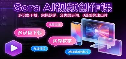 Sora AI视频创作课:多设备下载,实操教学,分类提示词,0基础快速出片-颜夕资源网-第17张图片 Sora AI视频创作课:多设备下载,实操教学,分类提示词,0基础快速出片-颜夕资源网-第17张图片