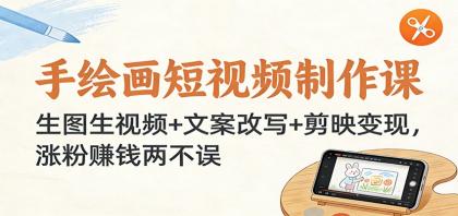 手绘画短视频制作课:生图生视频+文案改写+剪映变现,涨粉赚钱两不误-颜夕资源网-第17张图片 手绘画短视频制作课:生图生视频+文案改写+剪映变现,涨粉赚钱两不误-颜夕资源网-第17张图片