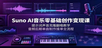 Suno AI音乐零基础创作变现课：提示词声音克隆翻唱教学，音频后期单曲制作接单全流程-颜夕资源网-第17张图片