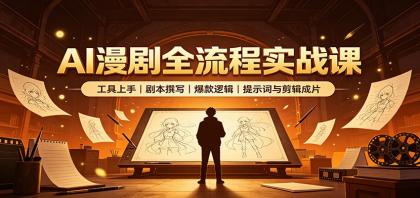 AI漫剧全流程实战课：工具上手、剧本撰写、爆款逻辑、提示词与剪辑成片