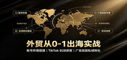 外贸从0-1出海实战：账号环境搭建，TikTok B2B获客，广告投放私域转化