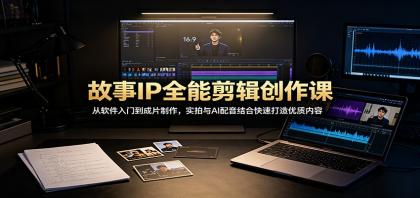 故事IP全能剪辑创作课：从软件入门到成片制作，实拍与AI配音结合快速打造优质内容