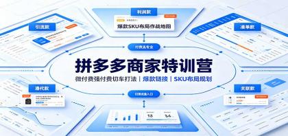 拼多多商家特训营：微付费强付费切车打法，爆款链接，SKU布局规划