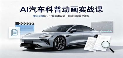 AI汽车科普动画实战课：提示词编写，分镜脚本设计，解说短视频全流程